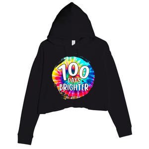 100 Days Brighter 100 Days Of School Tie Dye Teacher Student Crop Fleece Hoodie