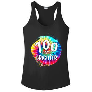 100 Days Brighter 100 Days Of School Tie Dye Teacher Student Ladies PosiCharge Competitor Racerback Tank