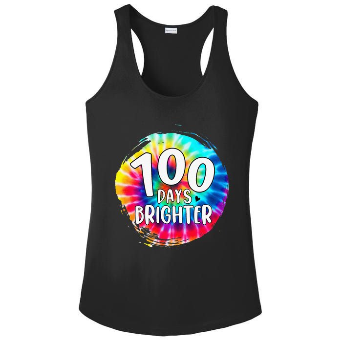 100 Days Brighter 100 Days Of School Tie Dye Teacher Student Ladies PosiCharge Competitor Racerback Tank