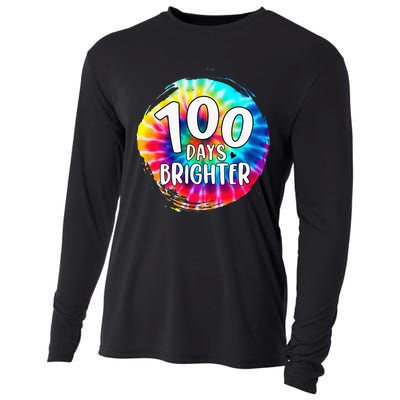 100 Days Brighter 100 Days Of School Tie Dye Teacher Student Cooling Performance Long Sleeve Crew