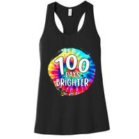 100 Days Brighter 100 Days Of School Tie Dye Teacher Student Women's Racerback Tank