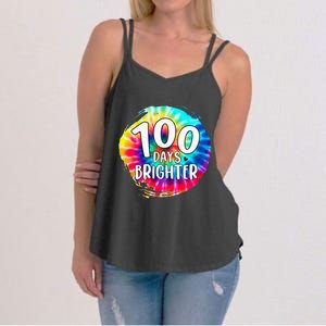 100 Days Brighter 100 Days Of School Tie Dye Teacher Student Women's Strappy Tank