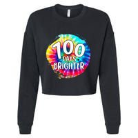 100 Days Brighter 100 Days Of School Tie Dye Teacher Student Cropped Pullover Crew