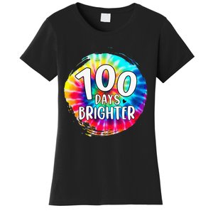 100 Days Brighter 100 Days Of School Tie Dye Teacher Student Women's T-Shirt