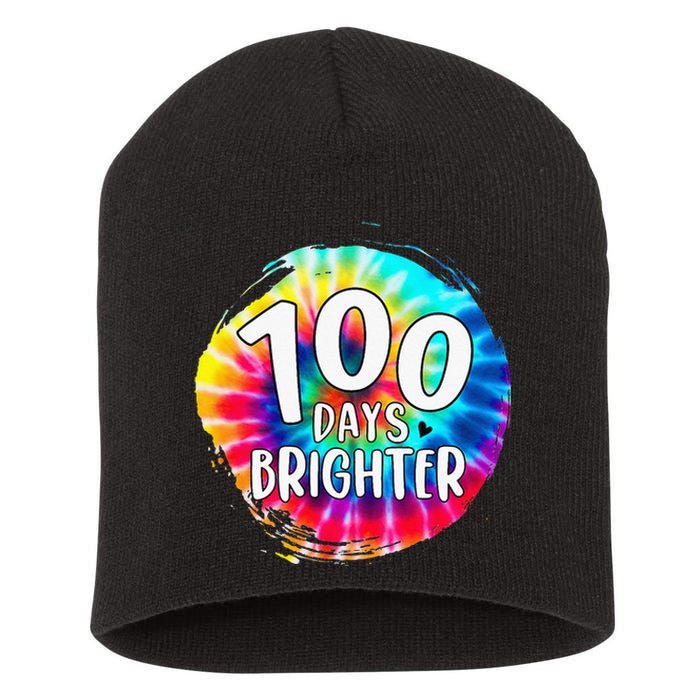 100 Days Brighter 100 Days Of School Tie Dye Teacher Student Short Acrylic Beanie