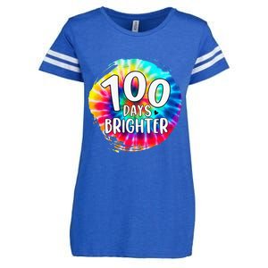 100 Days Brighter 100 Days Of School Tie Dye Teacher Student Enza Ladies Jersey Football T-Shirt