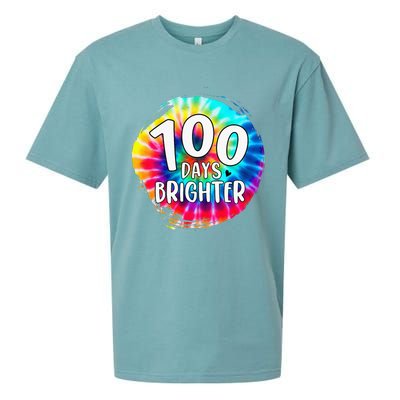 100 Days Brighter 100 Days Of School Tie Dye Teacher Student Sueded Cloud Jersey T-Shirt