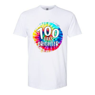 100 Days Brighter 100 Days Of School Tie Dye Teacher Student Softstyle CVC T-Shirt