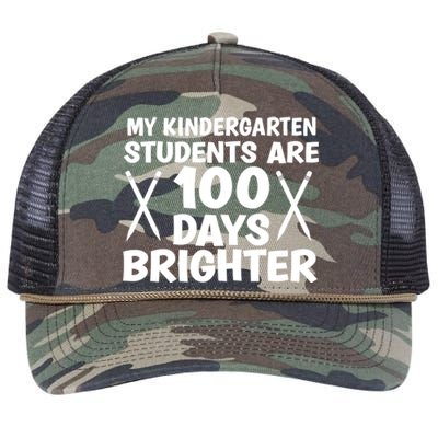 100 Days Brighter Kindergarten Teacher 100 Days Of School Gift Retro Rope Trucker Hat Cap