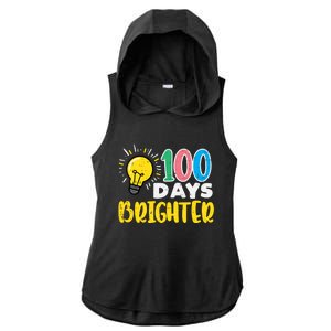 100 Days Brighter Light Bulb 100th Day School Smarter Gift Ladies PosiCharge Tri-Blend Wicking Draft Hoodie Tank