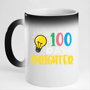 100 Days Brighter Light Bulb 100th Day School Smarter Gift 11oz Black Color Changing Mug