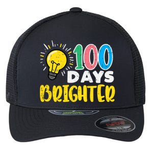 100 Days Brighter Light Bulb 100th Day School Smarter Gift Flexfit Unipanel Trucker Cap