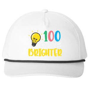 100 Days Brighter Light Bulb 100th Day School Smarter Gift Snapback Five-Panel Rope Hat