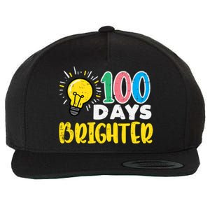 100 Days Brighter Light Bulb 100th Day School Smarter Gift Wool Snapback Cap