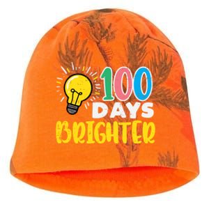 100 Days Brighter Light Bulb 100th Day School Smarter Gift Kati - Camo Knit Beanie