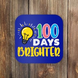 100 Days Brighter Light Bulb 100th Day School Smarter Gift Coaster