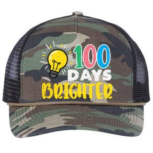 100 Days Brighter Light Bulb 100th Day School Smarter Gift Retro Rope Trucker Hat Cap