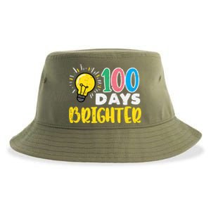 100 Days Brighter Light Bulb 100th Day School Smarter Gift Sustainable Bucket Hat