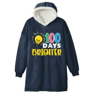 100 Days Brighter Light Bulb 100th Day School Smarter Gift Hooded Wearable Blanket