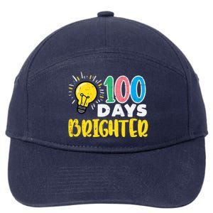 100 Days Brighter Light Bulb 100th Day School Smarter Gift 7-Panel Snapback Hat