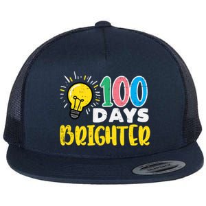 100 Days Brighter Light Bulb 100th Day School Smarter Gift Flat Bill Trucker Hat