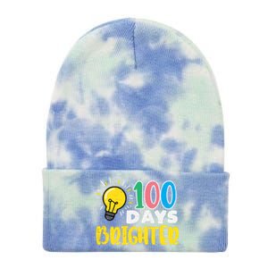 100 Days Brighter Light Bulb 100th Day School Smarter Gift Tie Dye 12in Knit Beanie