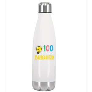 100 Days Brighter Light Bulb 100th Day School Smarter Gift Stainless Steel Insulated Water Bottle