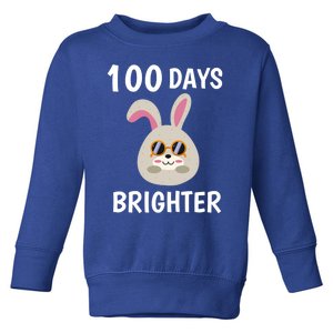 100 Days Brighter Of Schoolgift Bunny Rabbit With Sunglasses Great Gift Toddler Sweatshirt