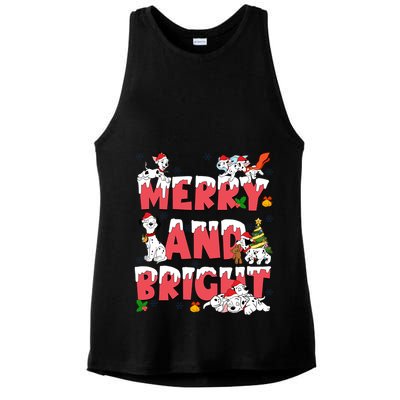 101 Dalmatians Christmas Merry And Bright Dalmatian Cute Dog Christmas Ladies PosiCharge Tri-Blend Wicking Tank