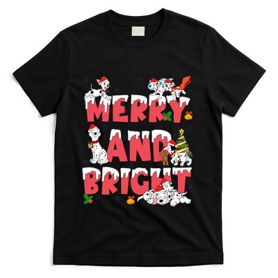 101 Dalmatians Christmas Merry And Bright Dalmatian Cute Dog Christmas T-Shirt