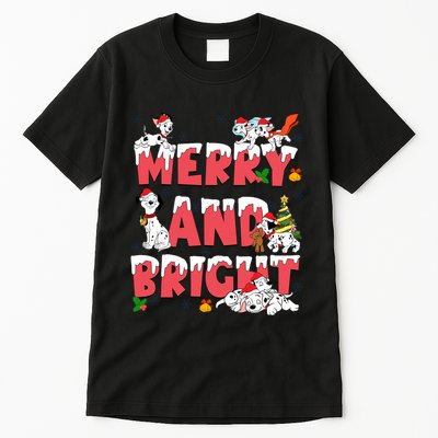 101 Dalmatians Christmas Merry And Bright Dalmatian Cute Dog Christmas Tall T-Shirt
