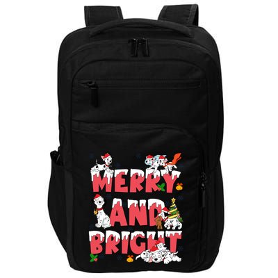 101 Dalmatians Christmas Merry And Bright Dalmatian Cute Dog Christmas Impact Tech Backpack