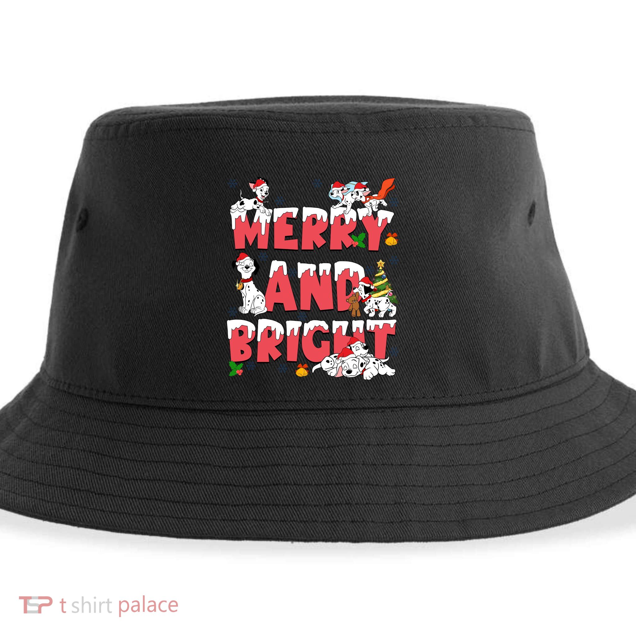 101 Dalmatians Christmas Merry And Bright Dalmatian Cute Dog Christmas Sustainable Bucket Hat