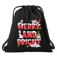 101 Dalmatians Christmas Merry And Bright Dalmatian Cute Dog Christmas Drawstring Bag