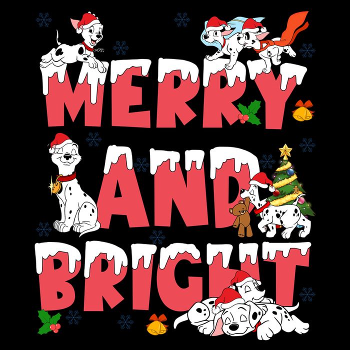 101 Dalmatians Christmas Merry And Bright Dalmatian Cute Dog Christmas Drawstring Bag