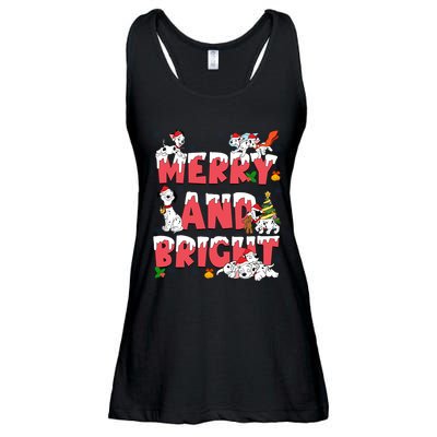 101 Dalmatians Christmas Merry And Bright Dalmatian Cute Dog Christmas Ladies Essential Flowy Tank