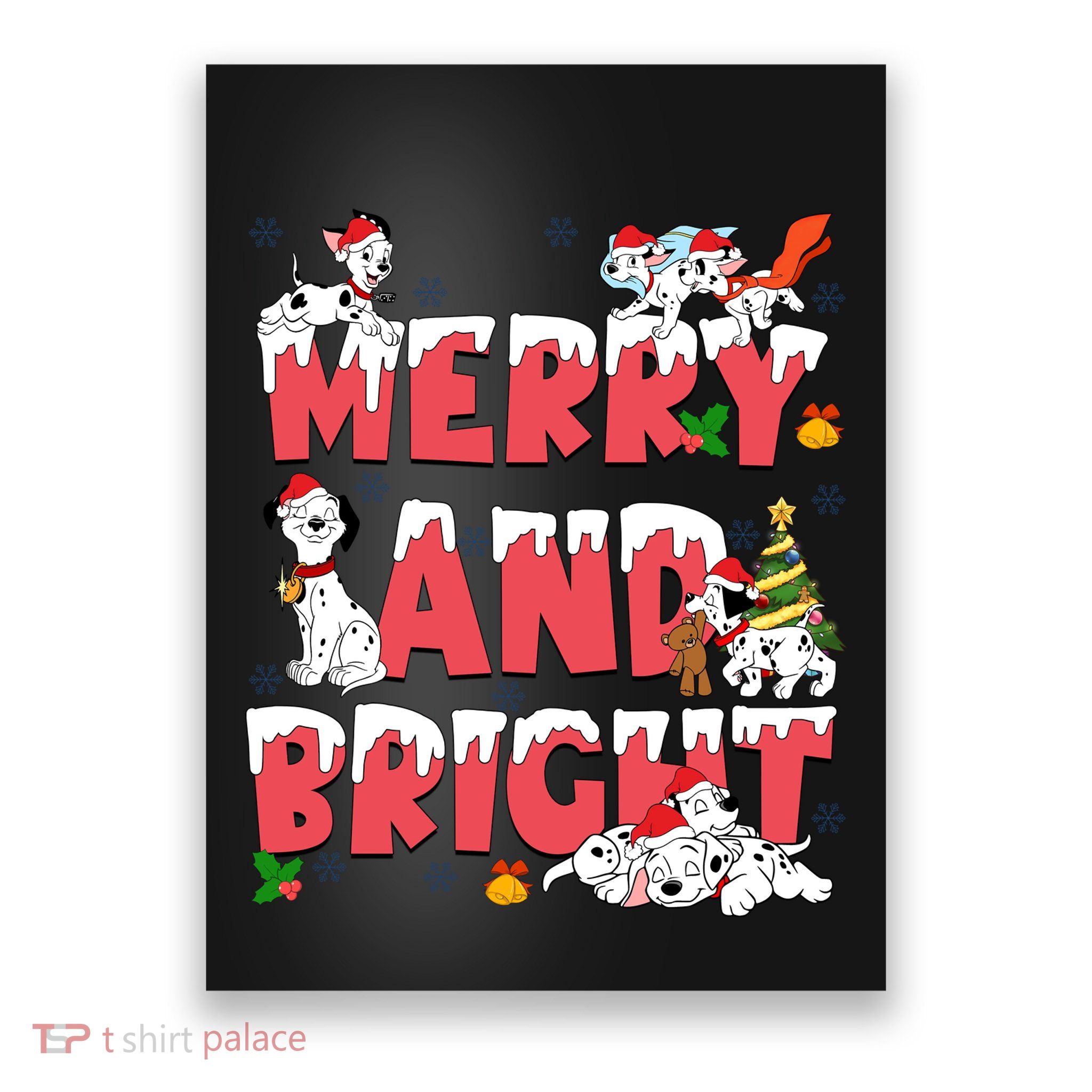 101 Dalmatians Christmas Merry And Bright Dalmatian Cute Dog Christmas Poster