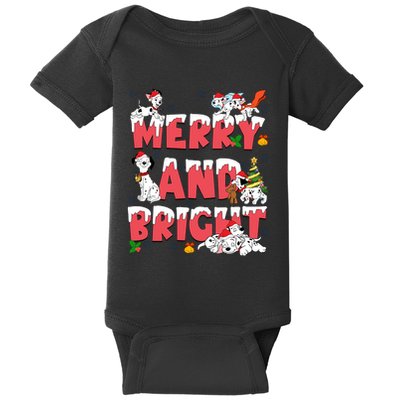 101 Dalmatians Christmas Merry And Bright Dalmatian Cute Dog Christmas Baby Bodysuit
