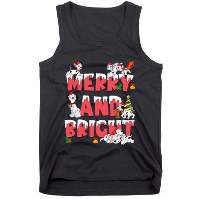 101 Dalmatians Christmas Merry And Bright Dalmatian Cute Dog Christmas Tank Top