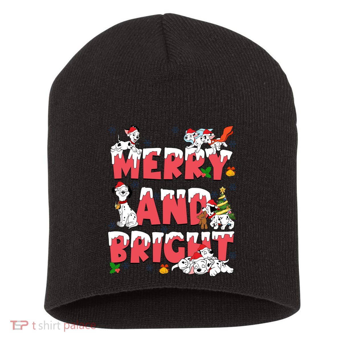 101 Dalmatians Christmas Merry And Bright Dalmatian Cute Dog Christmas Short Acrylic Beanie