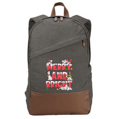 101 Dalmatians Christmas Merry And Bright Dalmatian Cute Dog Christmas Cotton Canvas Backpack
