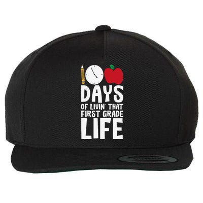 100 Days First Grade Life 100 Days Of School First Grader Wool Snapback Cap