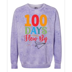 100 Days Flew By School Achievement Colorblast Crewneck Sweatshirt