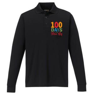 100 Days Flew By School Achievement Performance Long Sleeve Polo