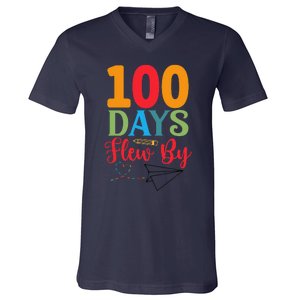 100 Days Flew By School Achievement V-Neck T-Shirt