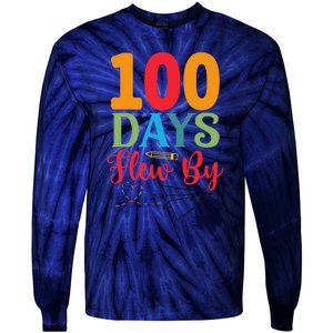 100 Days Flew By School Achievement Tie-Dye Long Sleeve Shirt