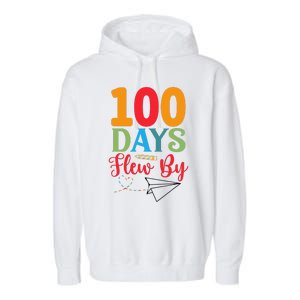 100 Days Flew By School Achievement Garment-Dyed Fleece Hoodie