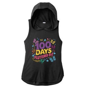 100 Days Fluttered By Butterfly 100th Day Of School Student Ladies PosiCharge Tri-Blend Wicking Draft Hoodie Tank