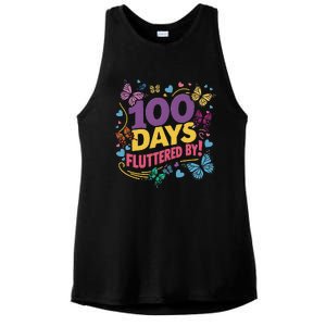 100 Days Fluttered By Butterfly 100th Day Of School Student Ladies PosiCharge Tri-Blend Wicking Tank