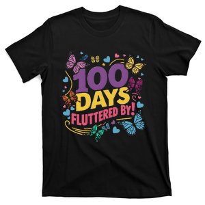 100 Days Fluttered By Butterfly 100th Day Of School Student T-Shirt